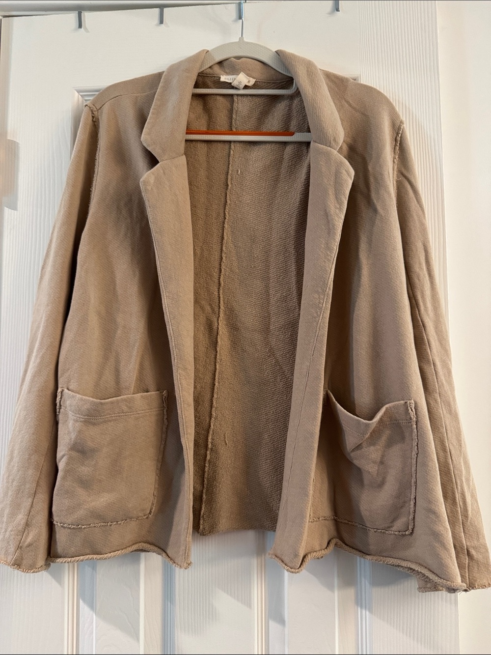Eileen Fisher Taupe Open-Front Relaxed Blazer